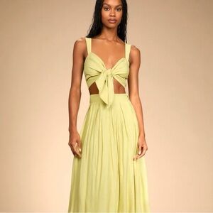 Lime Green Sleeveless Tie-Front Two-Piece Dress